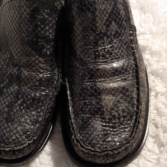 Echt Leder Vrai Cuir Snakeskin Womens Grey Made in Italy Loafers 40 - Picture 3 of 15